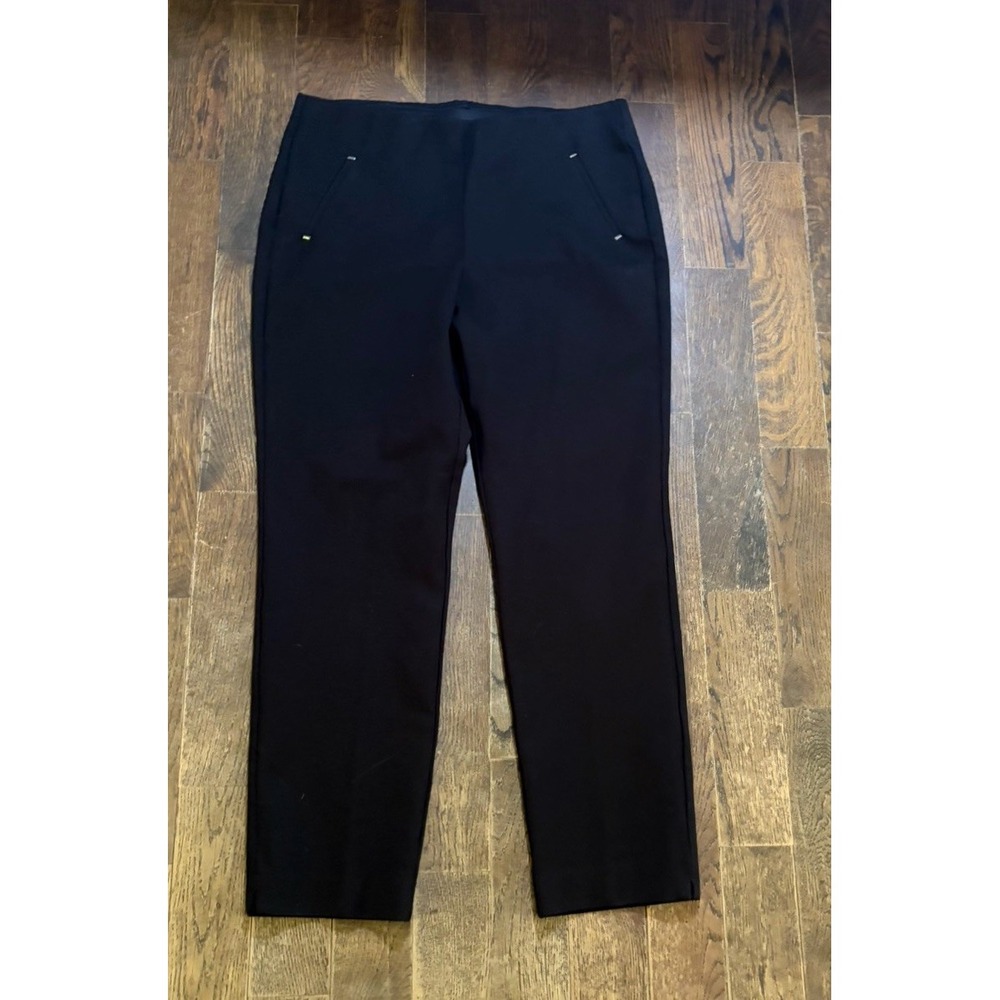 Chico's Cropped Black Pull On High Waist Dress Pants Size 2.5  14 Stud Detailing